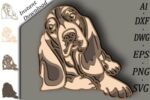 Plantilla láser Perro Dog Basset Hound 3D multilayer para Glowforge - Archivos SVG cortados por láser