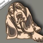 Plantilla láser Perro Dog Basset Hound 3D multilayer para Glowforge - Archivos SVG cortados por láser