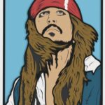 Arte de Jack Sparrow para corte láser, archivos descargables para madera y máquina de corte.