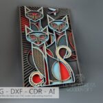 Mandala Multicapa de gatos para Corte Láser - Escultura moderna y Decoración de Pared