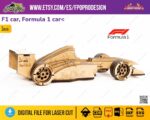 Planos de Coche de F1 3D para Corte Láser - Archivos DXF, SVG y CDR para Rompecabezas de Carreras