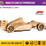 Planos de Coche de F1 3D para Corte Láser - Archivos DXF, SVG y CDR para Rompecabezas de Carreras