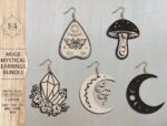 Pendientes Místicos Svg para Corte Láser - Diseño Boho, Cristal, Luna y Hongos Mágicos - Imagen 4