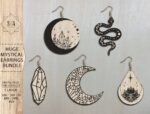 Pendientes Místicos Svg para Corte Láser - Diseño Boho, Cristal, Luna y Hongos Mágicos - Imagen 3