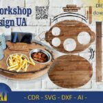 Soporte de mesa rústico para cerveza y aperitivos - Archivo DXF, AI, CDR, SVG descargable