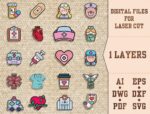 Pendientes de Enfermera SVG para Corte Láser - Diseño Estetoscopio y Médico para Glowforge