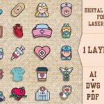 Pendientes de Enfermera SVG para Corte Láser - Diseño Estetoscopio y Médico para Glowforge