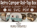 Archivo de Corte Láser para Caja Roll-Top Retro Camper - Diseño Personalizado y Creativo