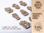 Paquete SVG de Imanes Suculentos y Cactus para Decoración del Hogar - Ideal para Glowforge - Imagen 3