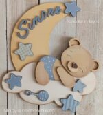 Oso en la Luna y Nube - Signo de Nombre para Guardería | Archivos SVG y PDF para Corte Láser - Imagen 3