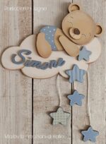 Oso en la Luna y Nube - Signo de Nombre para Guardería | Archivos SVG y PDF para Corte Láser - Imagen 4