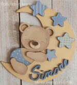 Oso en la Luna y Nube - Signo de Nombre para Guardería | Archivos SVG y PDF para Corte Láser - Imagen 5