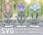 SVG Archivos Art Deco Flores para Corte Láser - Decoración Floral Clásica para Glowforge