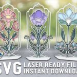 SVG Archivos Art Deco Flores para Corte Láser - Decoración Floral Clásica para Glowforge