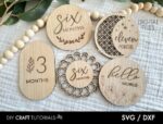 Paquete SVG de Hitos Mensuales para Bebés - Discos de Madera Cortados con Láser para Glowforge - Imagen 3