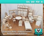 Planos de Casa Miniatura y Muebles para Corte Láser - Accesorios para Casa de Muñecas