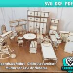 Planos de Casa Miniatura y Muebles para Corte Láser - Accesorios para Casa de Muñecas