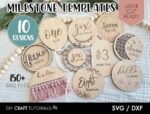 Paquete SVG de Hitos Mensuales para Bebés - Discos de Madera Cortados con Láser para Glowforge