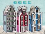 Casas 3D miniatura de Ámsterdam para corte láser - Archivos SVG y DXF para proyectos DIY y CNC