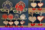 Archivo SVG Digital para Corte Láser de Rosas y Corazones de San Valentín - Personalizado y Creativo