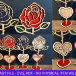 Archivo SVG Digital para Corte Láser de Rosas y Corazones de San Valentín - Personalizado y Creativo