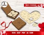 Rompecabezas de San Valentín SVG, Razones por las que Te Amo, Corte Láser para Glowforge y Cricut