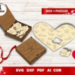 Rompecabezas de San Valentín SVG, Razones por las que Te Amo, Corte Láser para Glowforge y Cricut