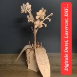 Orquídea de madera para corte láser | Archivo digital decorativo descargable