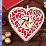 Caja de regalo corazón San Valentín - Archivo de corte láser SVG para Glowforge, Ai y PNG