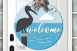 Pelícano para puerta - Archivos SVG de corte láser para decoración costera y señalización de playa