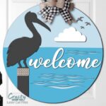 Pelícano para puerta - Archivos SVG de corte láser para decoración costera y señalización de playa