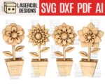 Set de Cortes Láser de Flores 3D - Archivos SVG, DXF, PDF, Ai para Glowforge - Regalo Día de la Madre
