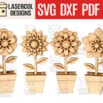 Set de Cortes Láser de Flores 3D - Archivos SVG, DXF, PDF, Ai para Glowforge - Regalo Día de la Madre