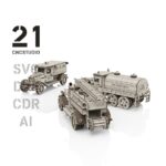 Conjunto de vehículos de emergencia y construcción en formato DXF y SVG para corte láser - Imagen 4