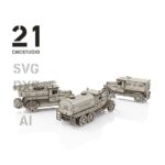 Conjunto de vehículos de emergencia y construcción en formato DXF y SVG para corte láser - Imagen 2