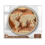 Mapa 3D del Mundo en Madera Cortado con Láser - Archivo Multicapa para Diseño Creativo