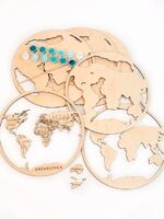 Mapa 3D del Mundo en Madera Cortado con Láser - Archivo Multicapa para Diseño Creativo - Imagen 6