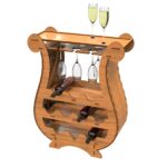 Mini bar de vino cortado láser - Estante para botellas y vasos - Archivos SVG, CDR, DXF para CNC