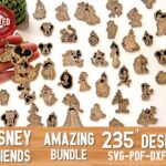 Conjunto de 235 Plantillas SVG de Llaveros de Mickey y Amigos para Corte y Grabado Láser