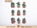 Paquete SVG de Imanes Suculentos y Cactus para Decoración del Hogar - Ideal para Glowforge
