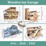 Rampa de salto para garaje de juguete de madera con estacionamiento y helicóptero - Archivos SVG DXF CDR CNC