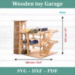 Rampa de salto para garaje de juguete de madera con estacionamiento y helicóptero - Archivos SVG DXF CDR CNC - Imagen 2