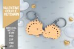 Llaveros de pareja cortados a láser para el Día de San Valentín | Regalo de aniversario y animales lindos SVG - Imagen 4