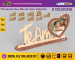 Portarretratos San Valentín corte láser para fotos - archivo digital Glowforge personalizable