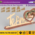 Portarretratos San Valentín corte láser para fotos - archivo digital Glowforge personalizable