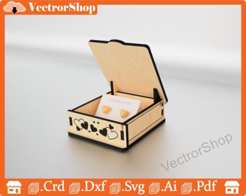 Caja pequeña para anillos y aretes, regalo romántico personalizado, diseño CNC láser