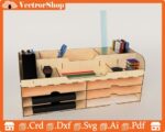 Organizador de escritorio láser exclusivo | Soporte y almacenamiento para casa | SVG y DXF