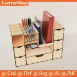 Organizador de Escritorio de Corte Láser CNC – Portalápices y Porta Libros para Decoración del Hogar