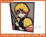 Corte láser multicapa Zenitsu Agatsuma - Decoración de pared anime y vectores SVG DXF AI para otakus