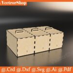 Caja rectangular de tres cuerpos con corte láser - Organizador de hogar y almacenamiento decorativo